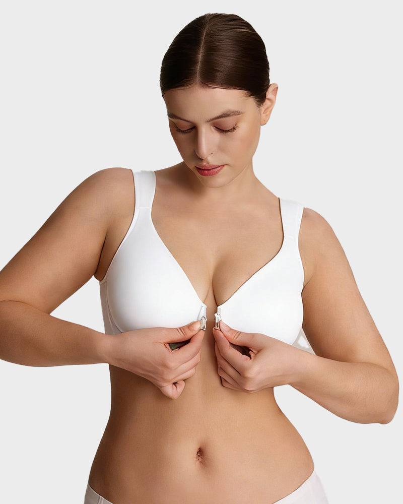 Front Closure Underwire Unlined Back Support Plunge Bra